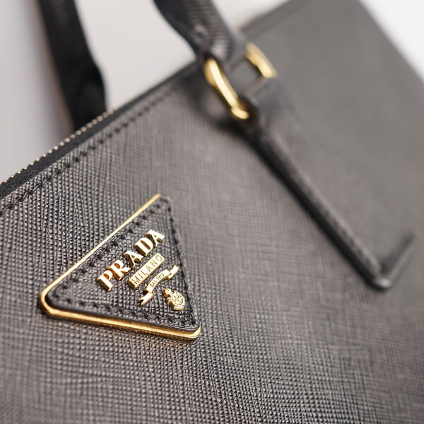 Prada - Black Saffiano Leather Double Zip Large Bag 